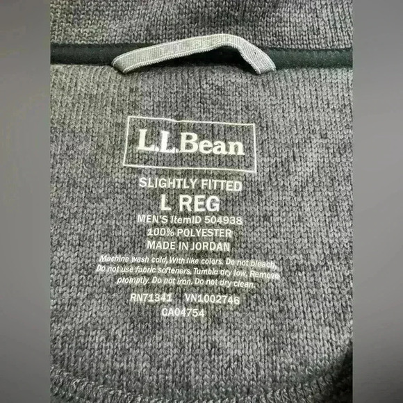 Men’s L.L  Bean Fleece Fall/Winter Sweater Full Zip Jacket Charcoal Gray Large - Picture 12 of 13